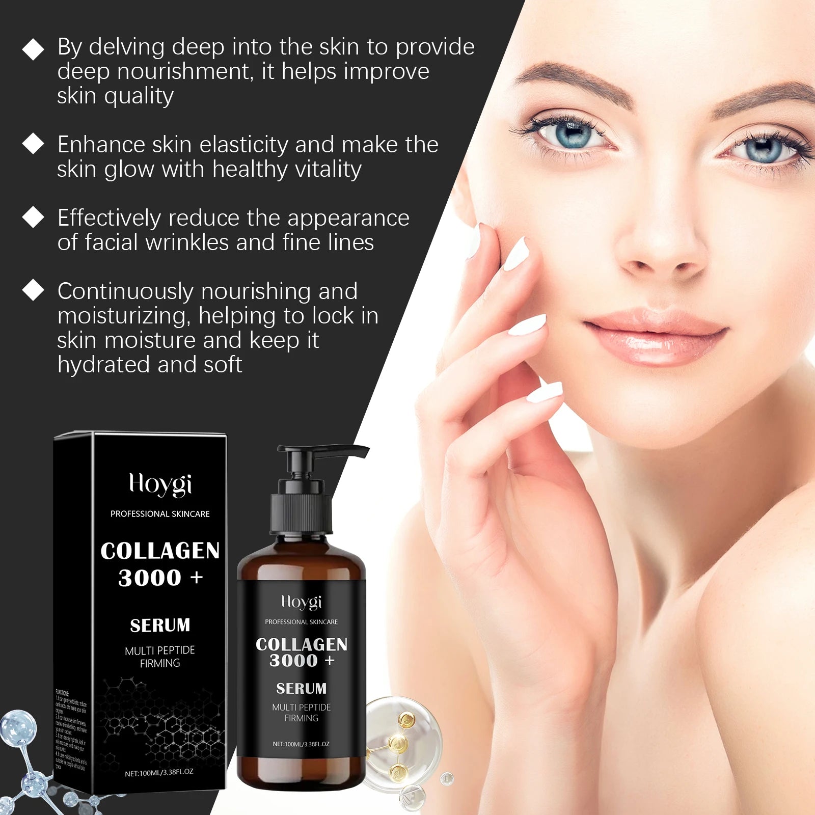 Hyaluronic Acid Serum Lifting Tighten Fade Fine Lines Moisturizing Smoothing Repair Brightening Facial Skin Softening Skin Care Oasis Select