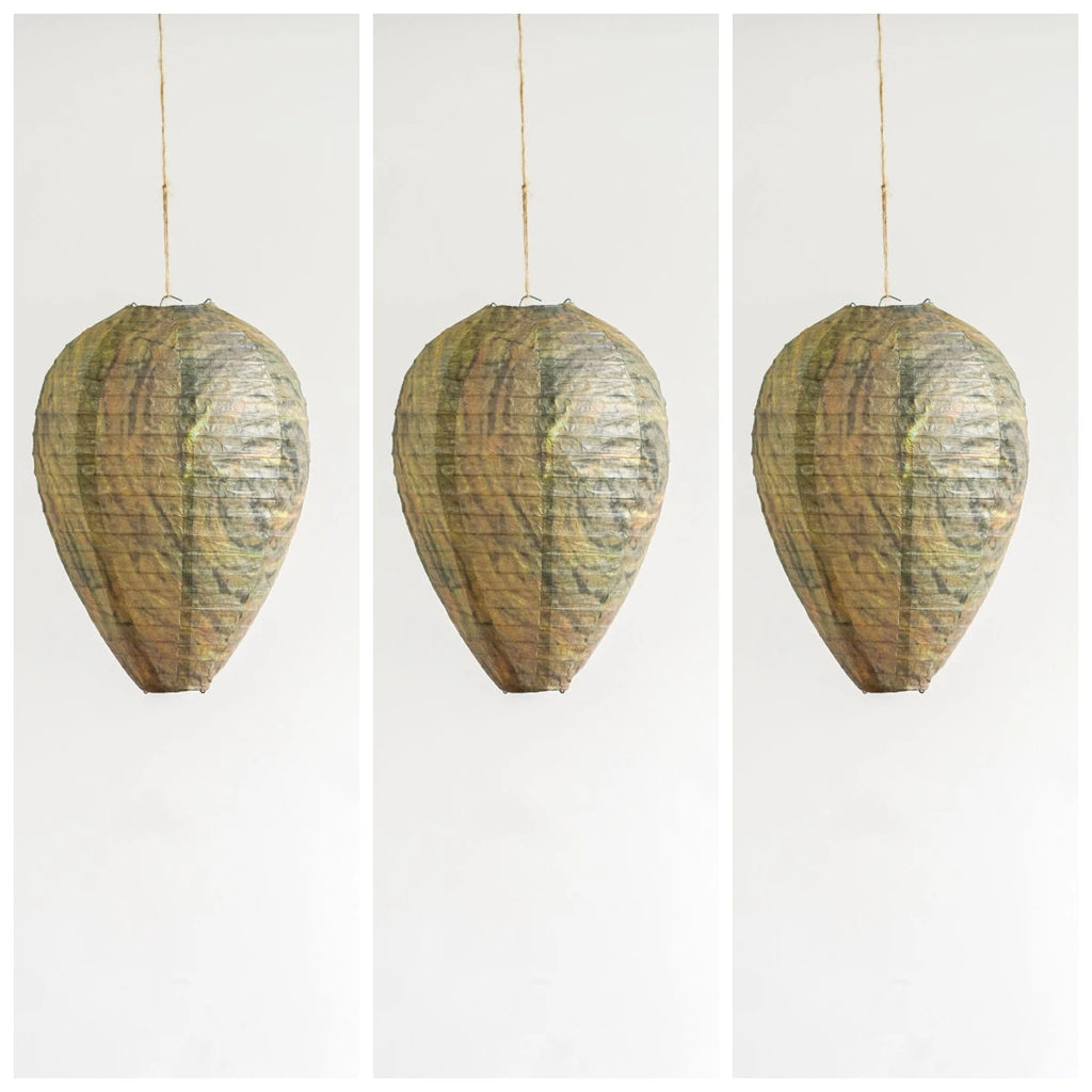 3Pcs Wasp Nest Decoy Outdoor Hanging Faux Hornets Paper Lantern Insect Deterrents Non-Toxic Fake Nest for Garden Patio Outdoor Oasis Select green