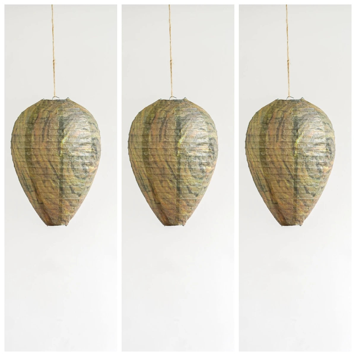 3Pcs Wasp Nest Decoy Outdoor Hanging Faux Hornets Paper Lantern Insect Deterrents Non-Toxic Fake Nest for Garden Patio Outdoor Oasis Select green