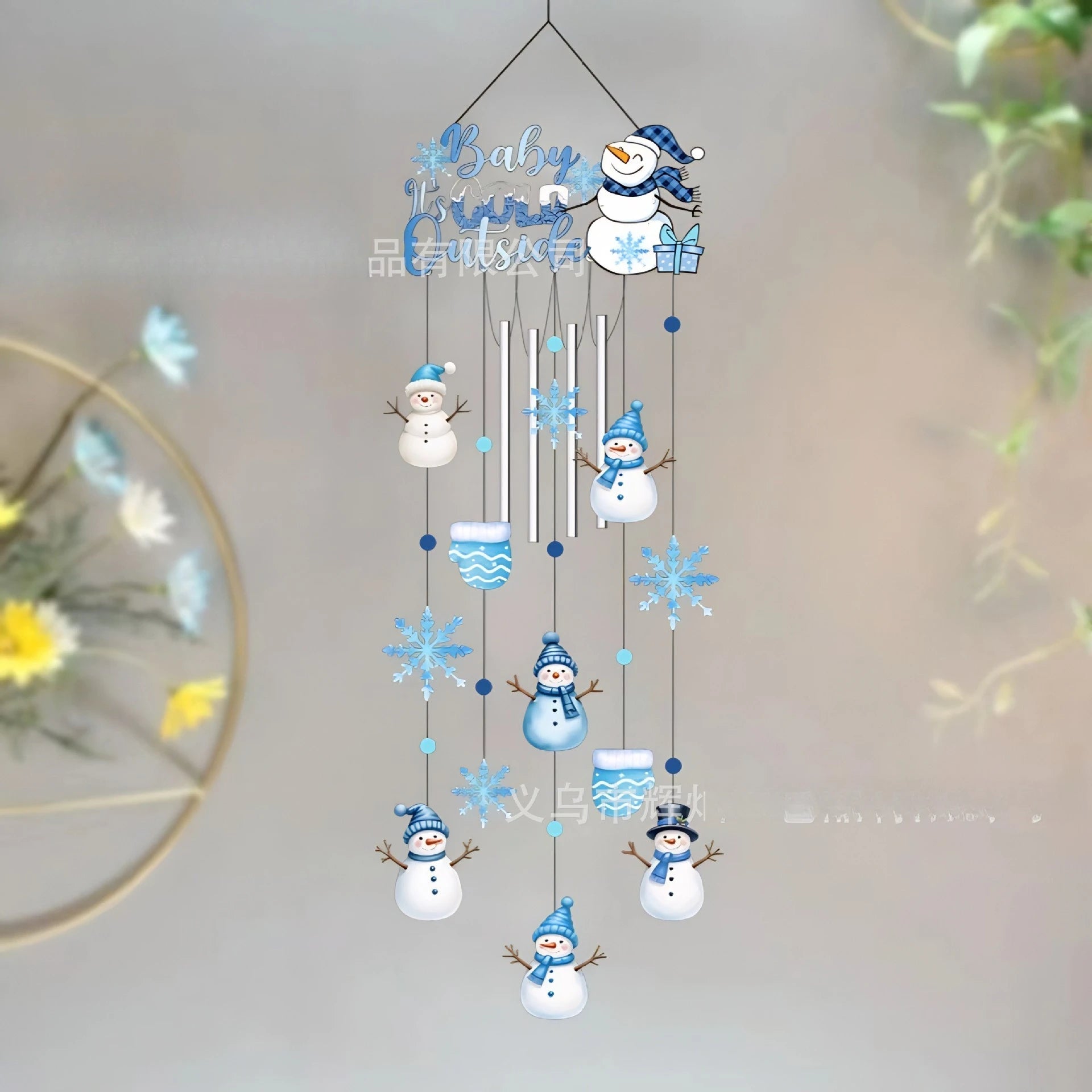 Christmas Decorative Snowman Wind Chime Double-sided Color Printed Handicraft Decorative Outdoor Display Oasis Select