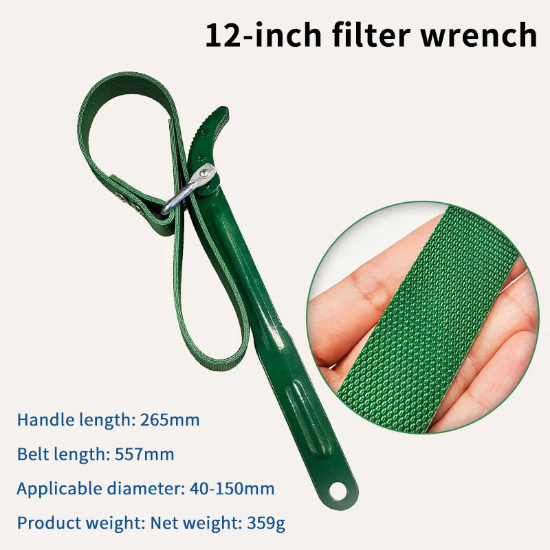 Professional Filter Element Wrench, 8/12 Inch, Rubber Belt, Oil Change Machine Tool Oasis Select B
