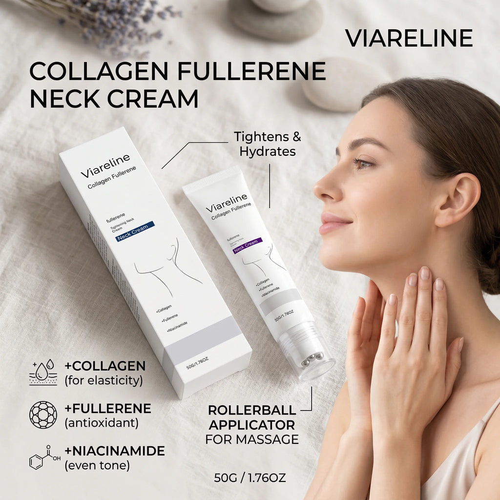 Collagen Neck Cream Roller Massage Tightening Neck Cream Reduce Neck Lines Reduce Double Chin Firming Lifting Brighten Skin Care Oasis Select