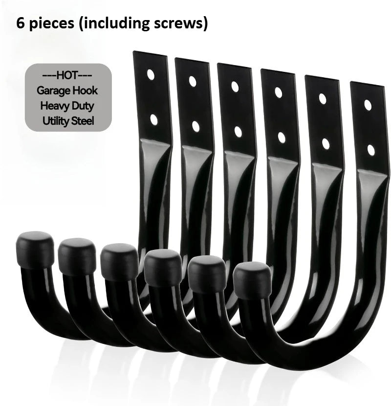 6 Pack Heavy Duty Stainless Steel Wall Hooks, Rustproof J-Shaped Hooks for Garage Workshop, Space Saving for Cords Tools Coats Oasis Select 6pcs