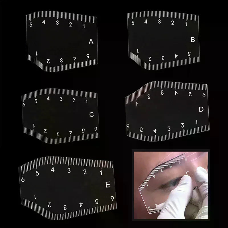 5Pcs Durable Brow Shaping Stencil Shaping Portable Instant Brow Shaper Drawing Eyebrow Design Ruler Gift Oasis Select