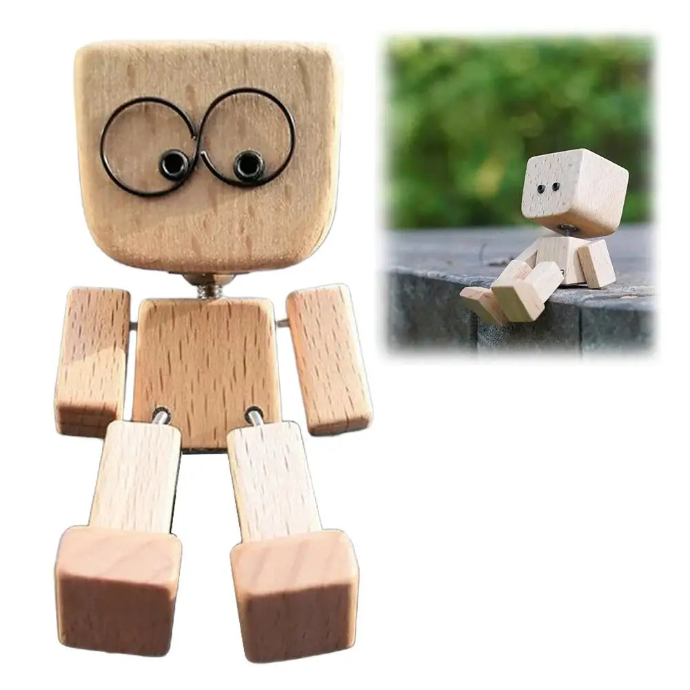 Shaking Wooden Man Car Dashboard Ornament | Magnetic Expressions