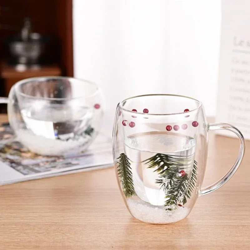 200/350ML Heat Resistant Double Wall Tea Glass Cup Beer Coffee Creative Cold Beverage Transparent Drinkware Festival Gift Cup Oasis Select