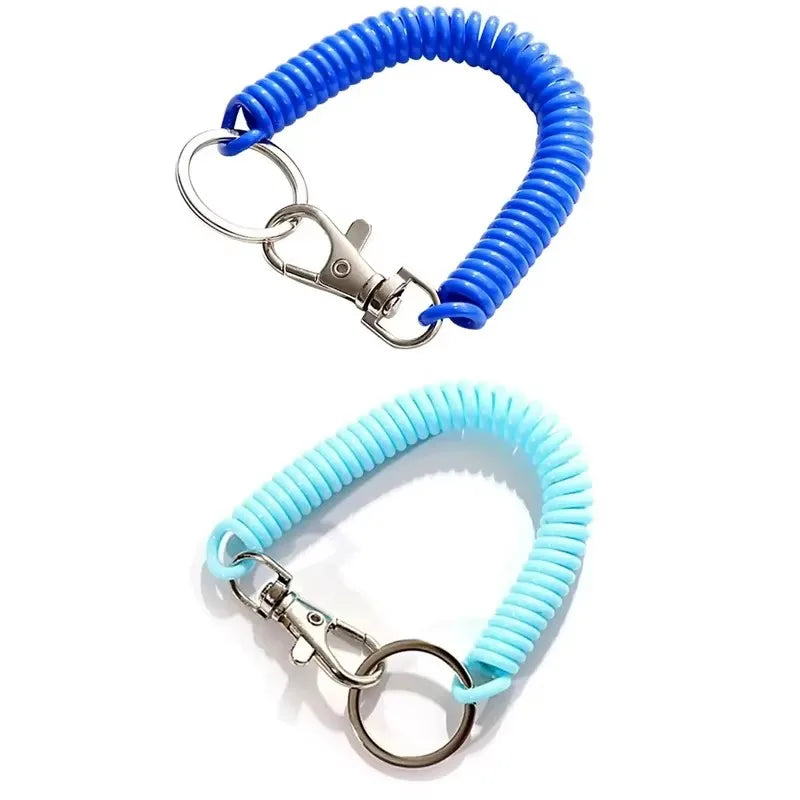 1/2/4pcs Spiral Telescopic Spring Coil Keychain Anti-Theft And Anti Loss Pull Rope Safety Keyring, With Metal Lobster Buckle Oasis Select Mix-2pcse
