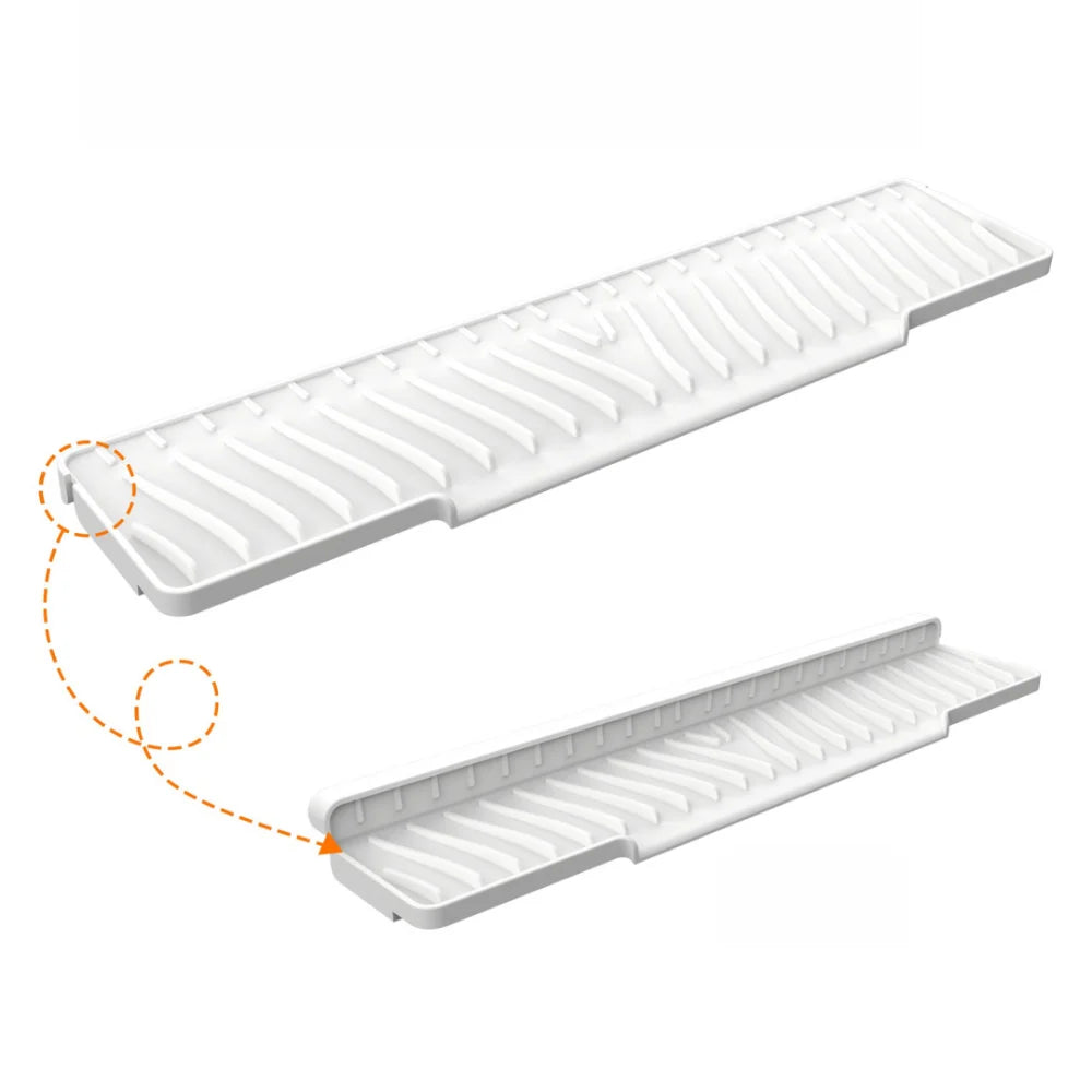 New Silicone Drain Mat 45cm Lengthen Anti-slip Kitchen Sink Holder Faucet Accessories Sink Splash Guard Farmhouse Decor Oasis Select White