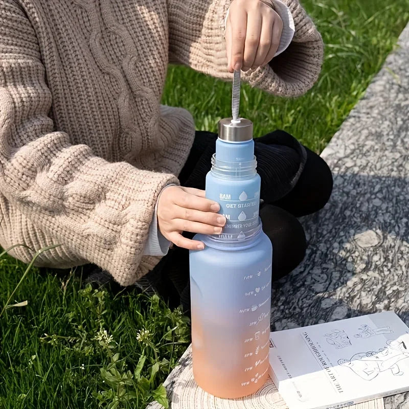 1-3PCS Sports Water Bottle for Running Drinking Bottle 2L Motivational with Time Marker Stickers Portable Reusable Plastic Cups Oasis Select