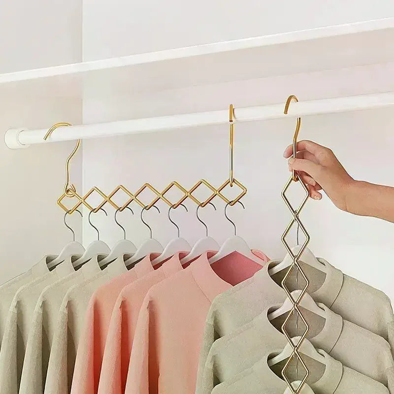 Magic Space Saving Clothes Hangers Foldable Closet Organizer Wardrobe Clothing Cascading Rack 7 Slots For Pants Dresses Coats Oasis Select