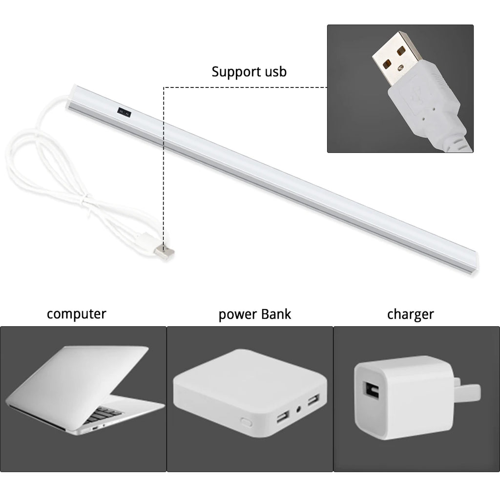 1pcs LED Closet Light with Non-Contact Motion Sensor,USB Lamp Hand Scan Distance 1-6cm,2pcs LED Bar Series Connection Lighting Oasis Select