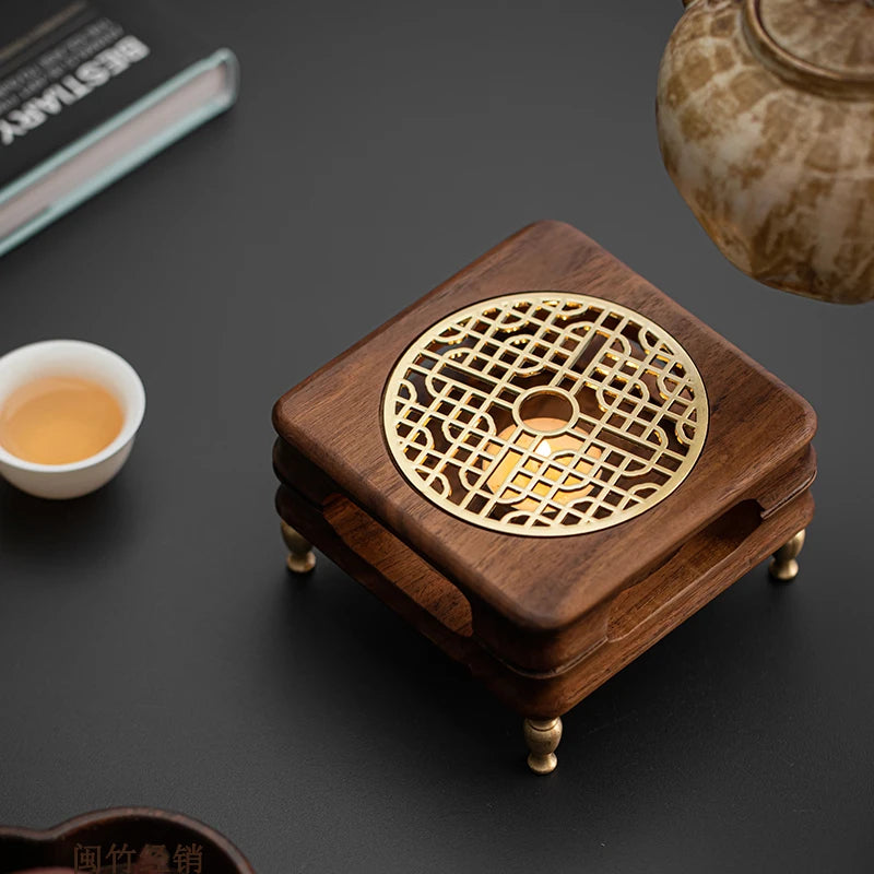 Walnut Tea Stove Light Luxury Modern Luxury Zen Style Insulation Base High-end and Exquisite Tea Ceremony Accessories Oasis Select