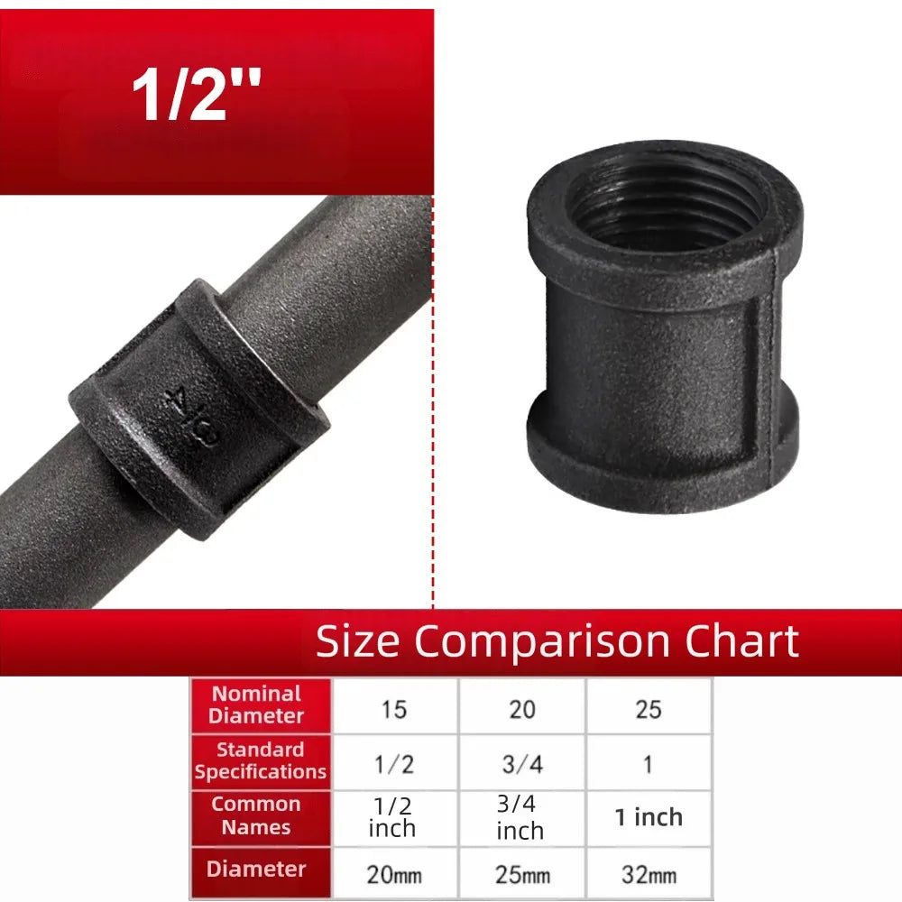 New Black Pipe Fittings Malleable Iron Elbow Plumbing Pipe Joint 1/2'' 3/4'' 1'' Threaded Pipe Connection Oasis Select 1-2-- 16mm