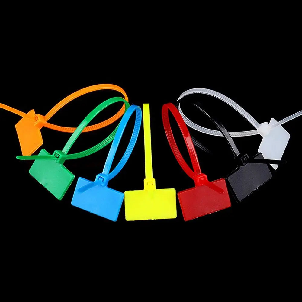 100pcs Plastic Loop Ties Markers Cable Easy Mark Nylon Cable Ties Tag Labels Tag Self-locking Zip Ties Oasis Select