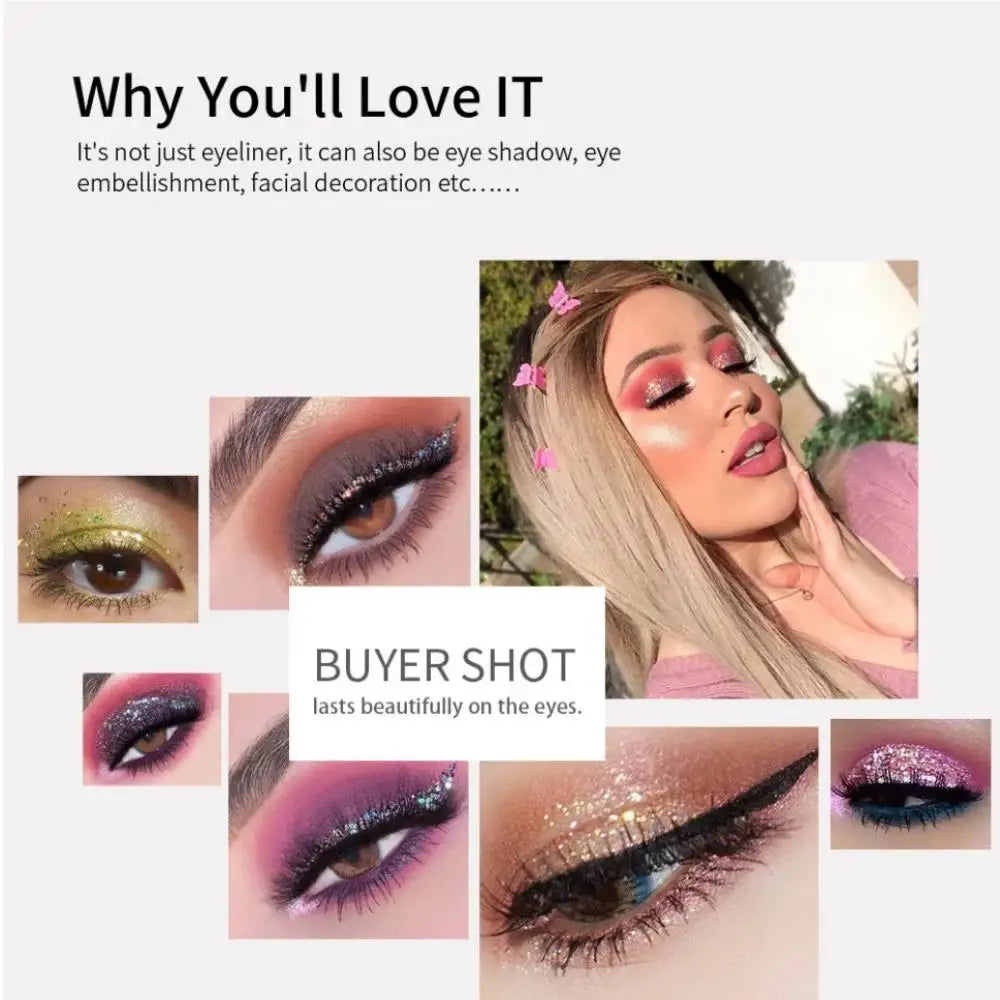 12-Piece Glitter Eyeliner Set – Waterproof Shimmer Diamond Makeup