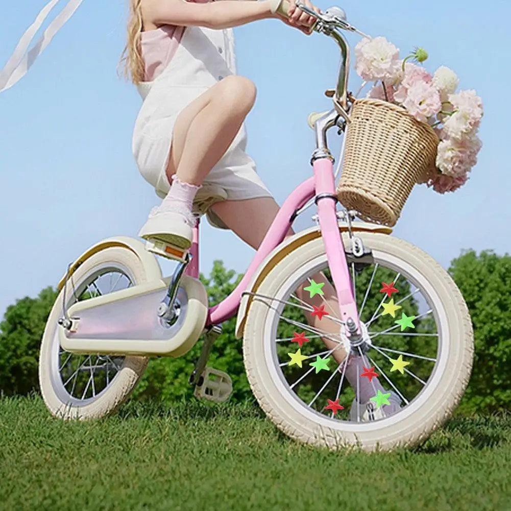36Pcs Bike Bead Spoke Beads Colorful Safety Kids Clip Bicycle Round Multi-color Love Heart Stars Wheel Accessories Decoration Oasis Select