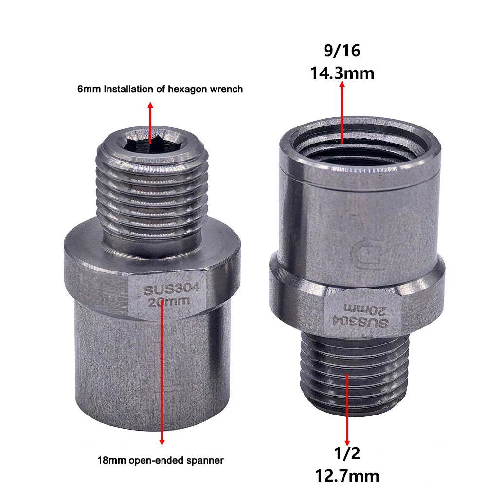 1 Pair Bicycle Pedal Adapters Bike Pedal Parts Fit 9/16 Inch Pedals For 1/2 Inch Cranks Stainless Steel For Cycling Accessories Oasis Select