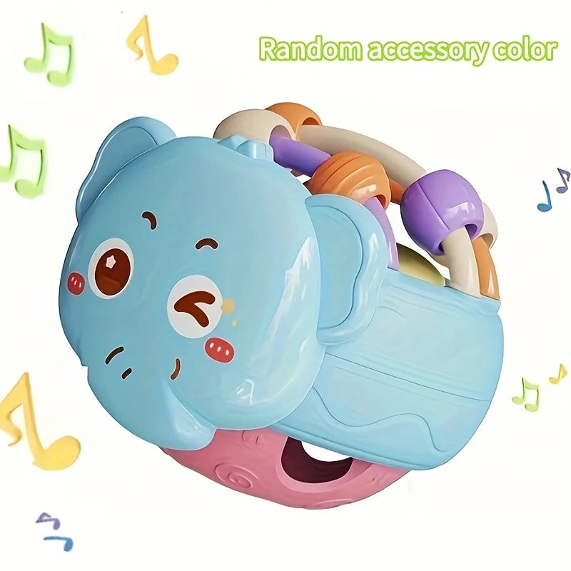Hand-Held Baby Rattle Puzzle Early Education Snail Rattle Plastic Ball Color Festival Can Send Birthday Christmas Gifts Oasis Select Blue Elephant