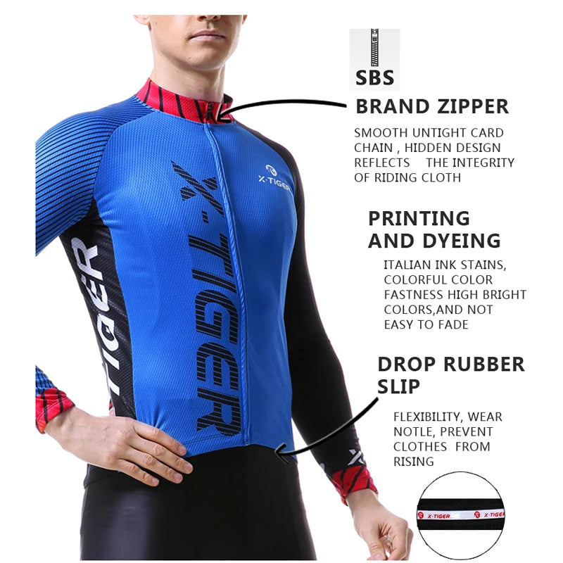 X-Tiger Warm Pro Winter Thermal Fleece Cycling Jersey Uniform Ropa Ciclismo Mtb Long Sleeve Men Bike Wear Clothing Maillot Oasis Select