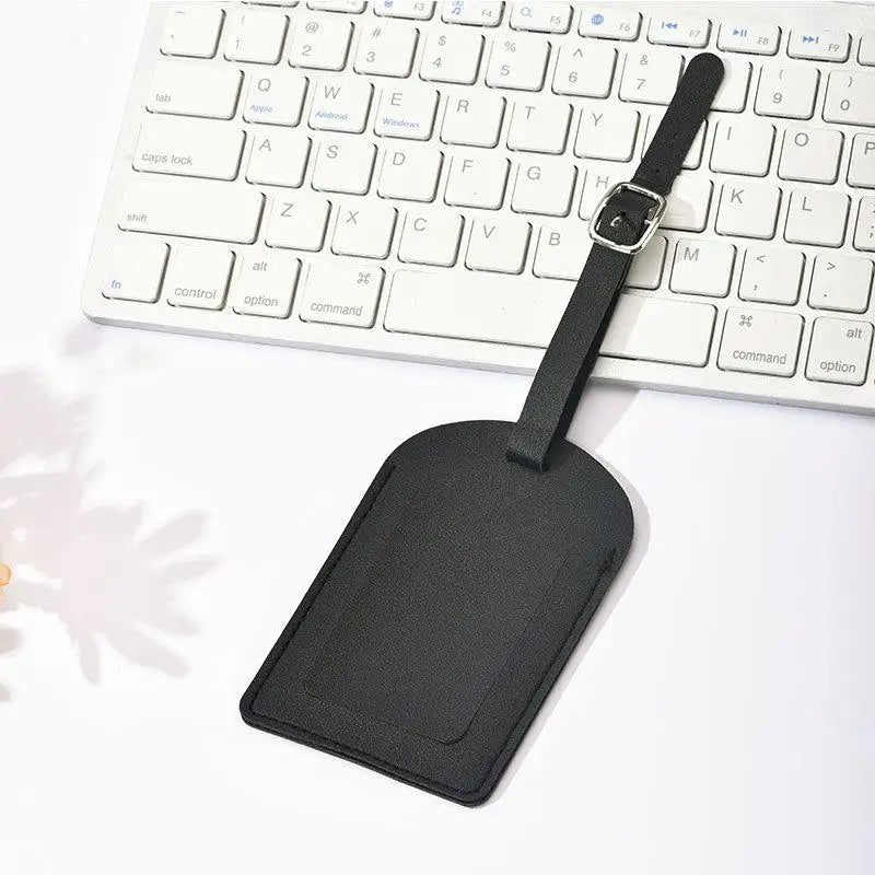 PU Leather Luggage Tag – Name ID Address Holder for Travel