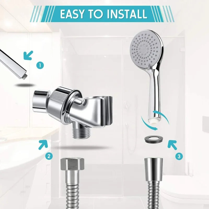 Handheld Shower Head Arm Holder G1/2″ Three-Way Adjustable Bracket With Swivel Ball Universal Mount Diverter Bathroom Accessory Oasis Select