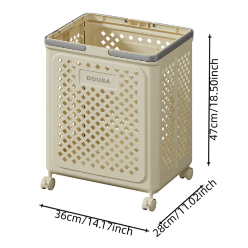 Multipurpose Yoga Mat Storage Basket/Collapsible Plastic Laundry Baskets with Wheels,Yoga Mat Storage Basket Bin and Laundry Bin Oasis Select Cream wheels L