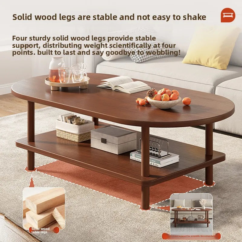 Coffee table Modern simple small apartment rental house Solid wood legs Low table Living room Simple storage Oval tea table Oasis Select