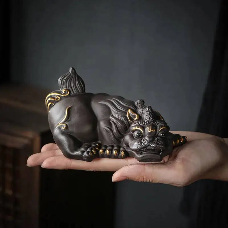 New Large Ceramic Kung Fu Tea Set Decoration Purple Clay Tea Pet Decoration Boutique Purple Clay Pixiu Tea Play Can Raise Tea Oasis Select