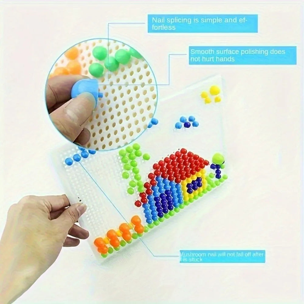 296/592pcs Mushroom Nail Building Blocks Puzzles,Game, Color Cognition Intellectual Educational Toys for Kids 3D Puzzle Game Oasis Select