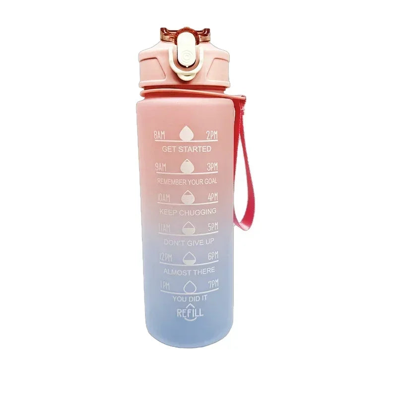 900ml Sports Water Bottle High Temperature Resistant Graduated Straw Cup Rainbow Frosted Progressive Color Water Cup Plastic Cup Oasis Select Pink 900ml