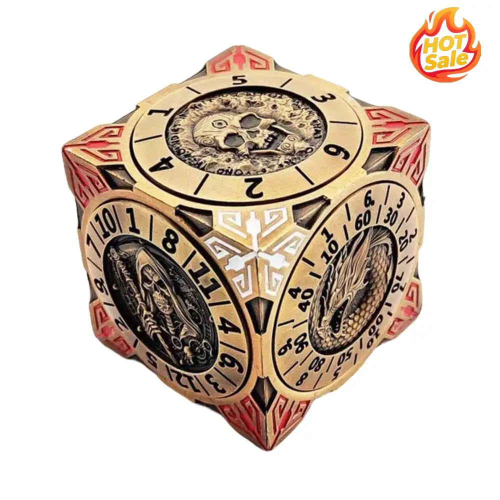 7 In 1 Metal Mechanical Dice Multi-Purpose Fingertip Gyro Dice Wear Resist Creative Dice Board Game for Dungeons and Dragons RPG Oasis Select
