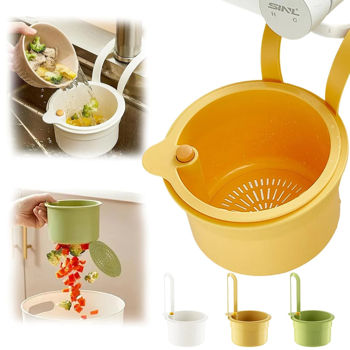 Kitchen Sink Strainer Basket Food Waste Catcher Press Dump Self Cleaning Reusable Drain Organizer Faucet Mount Filter Oasis Select
