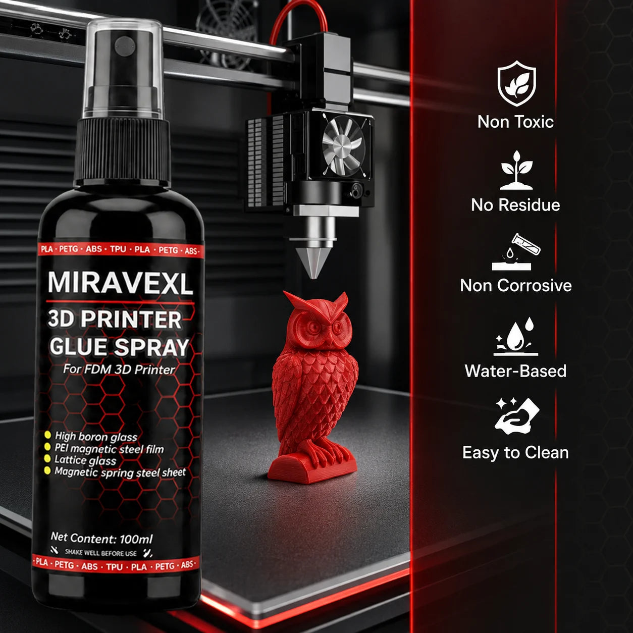 3D Printer Glue Spray&Scraper Set – Quick-Drying, Strong Adhesion Surface Spray with 3D Printing Scraper Tool for FDM/SLA Prints Oasis Select