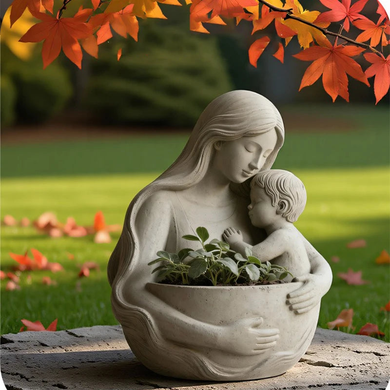 Mother Embraces Child Candle Cup Silicone Mold DIY Plant Small Flower Pot Gypsum Ceramic Mold Oasis Select