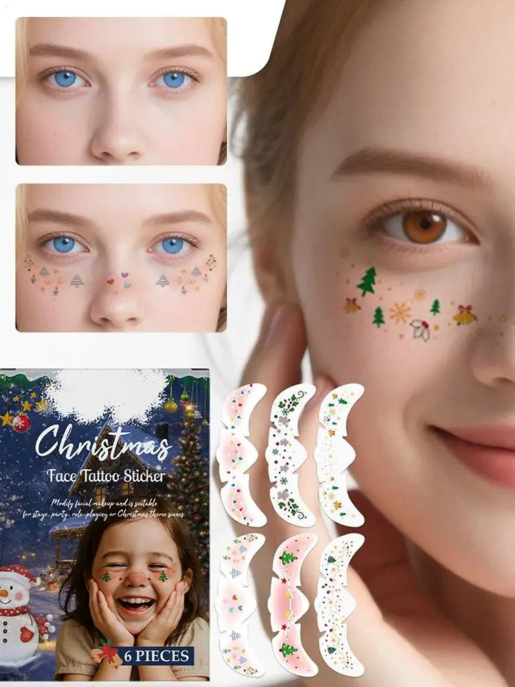 6pcs Christmas Tattoo Makeup Patches Fake Freckles Temporary Tattoo Stickers Face Tattoos Glittering Star Freckle Stickers Oasis Select