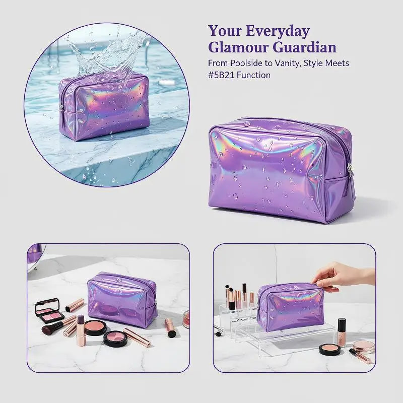 Holographic Laser Cosmetic Bag | Waterproof Travel Makeup Organizer Travel Cosmetic Bag Oasis Select
