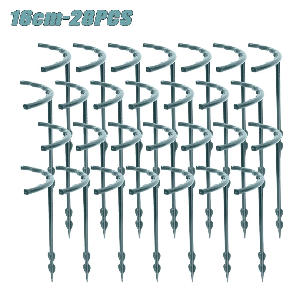 1-28PC Greenhouse Plant Support Stakes Semi Circle Hoops for Indoor Outdoor Flowers Vine Trellis and Garden Bed Plant Protection Oasis Select 16cm-28pcs As Shown