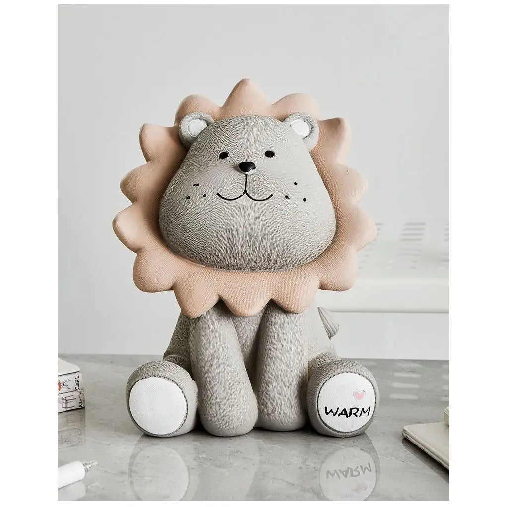 Lion Piggy Bank Cute Piggy Bank Living Room Decoration Cartoon Piggy Bank Anti-drop Oasis Select S gray