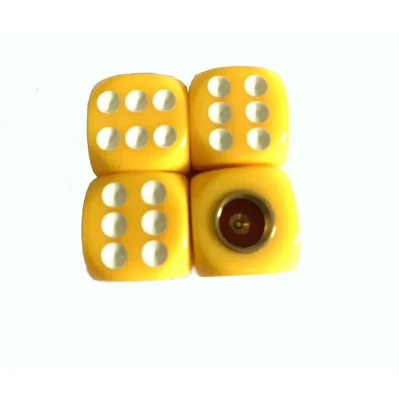 Dice Style Valve Caps Wheel Tire Cover Tyre Valve Plugs Alloy Wheels ABS Tire Wheel Cover For Car Motorcycle Bike Oasis Select Yellow-2