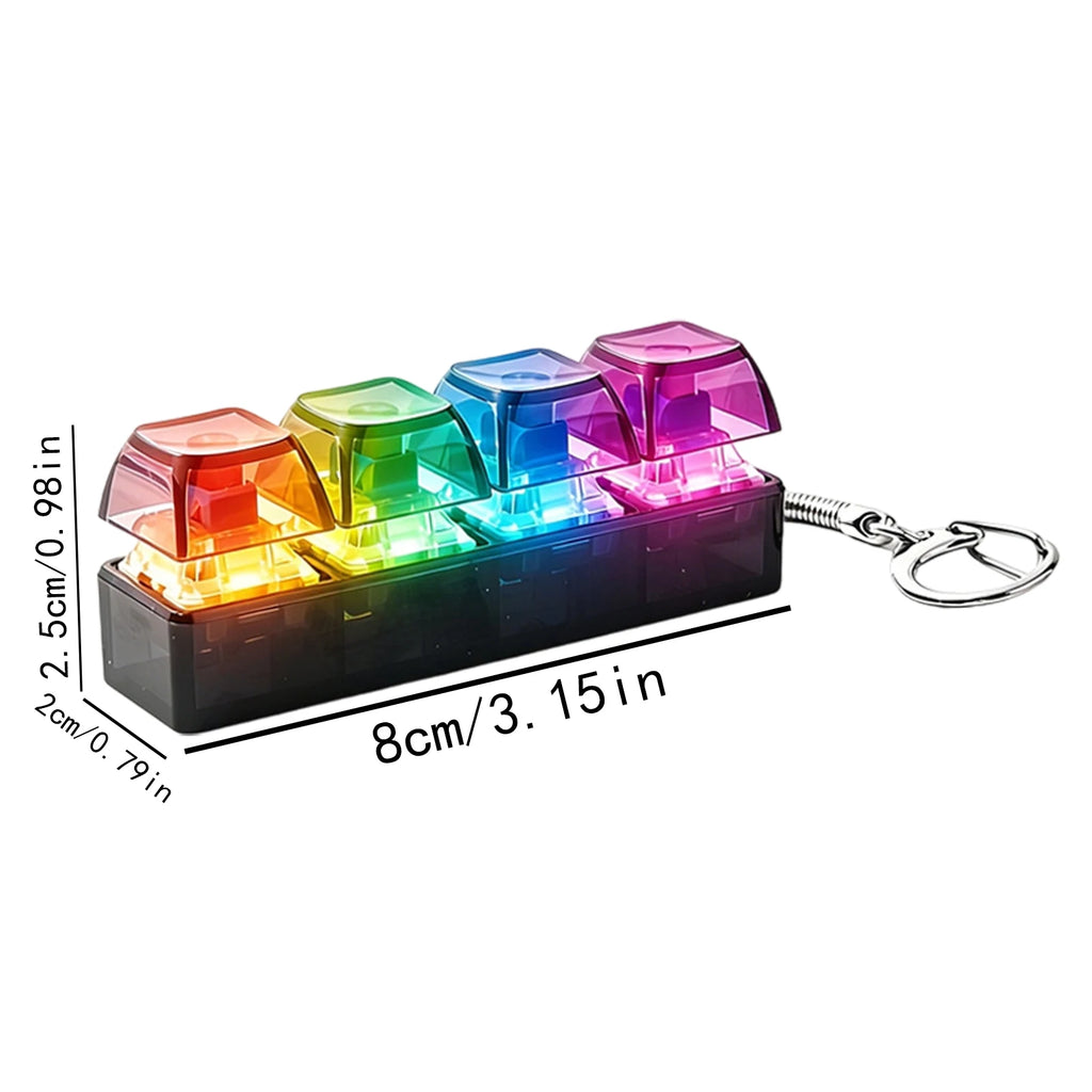 LED Keyboard Keychain Fidget Toys Crystal Clicker Sensory Toy for Stress Relief Keyboard Keychain Fidget Gadget for Adults Kids Oasis Select Black Transparent