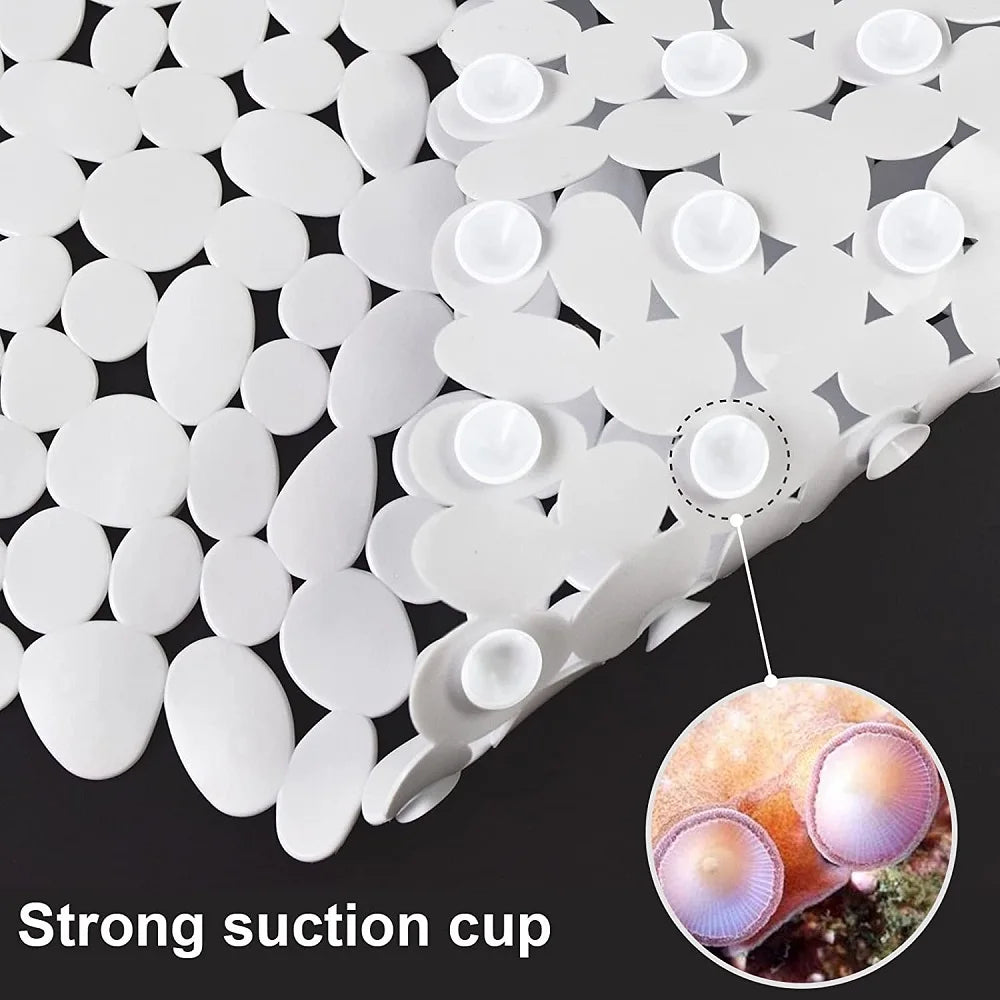 Non-Slip Bath Tub Shower Mats Pebble Shape Machine Washable Bathtub Mat With Drain Holes Suction Cups For Bathroom Oasis Select