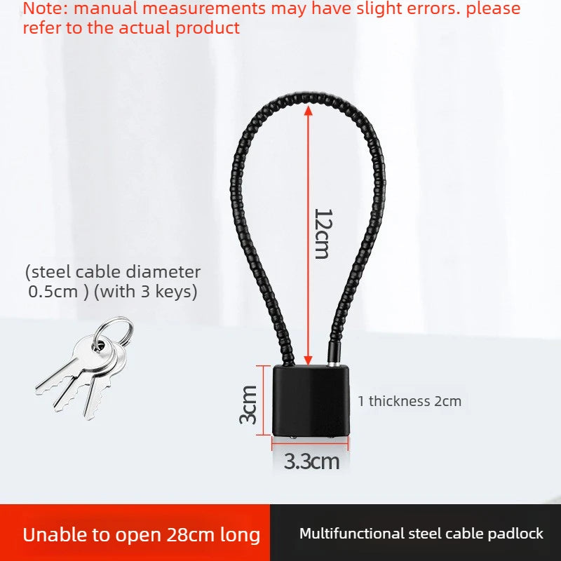 Portable Steel Cable Safety Lock 20/28/38cm Anti-Theft Outdoor Padlock Gun Trigger Lock for Locker & Cabinet with Keys Oasis Select