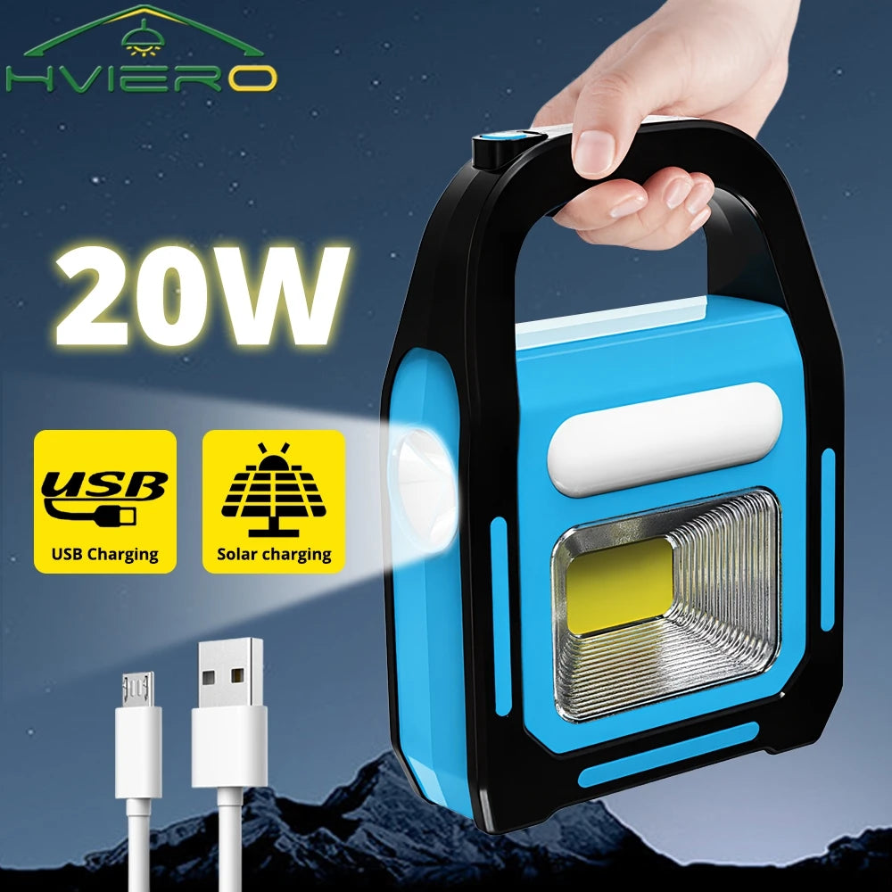 HVIERO 3-in-1 Solar USB COB LED Camping Lantern Work Light