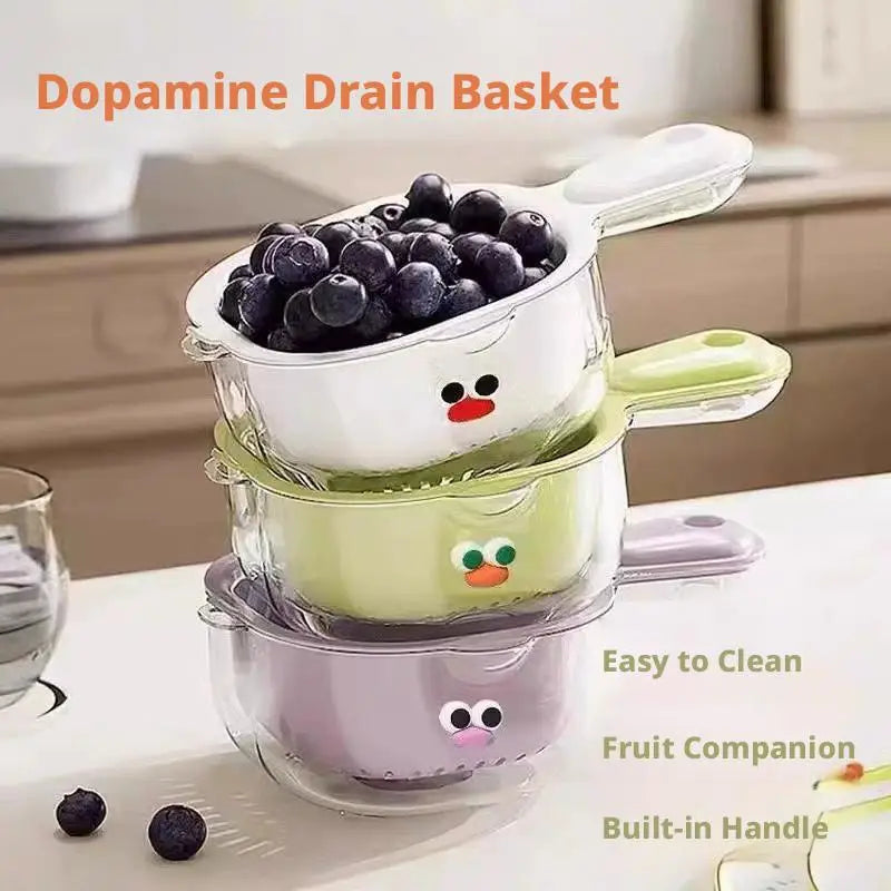 2-in-1 Fruit & Vegetable Wash Bowl with Drain Basket Colander