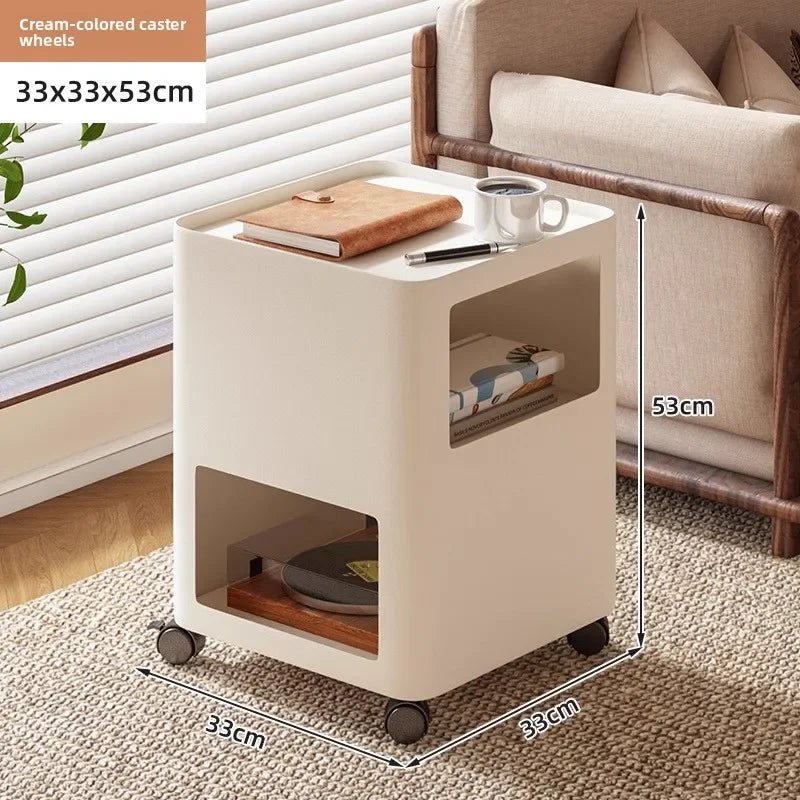 Wrought iron side table removable living room sofa coffee table small table bedroom bedside bedside table sturdy and durable Oasis Select White 33- 53-kyd