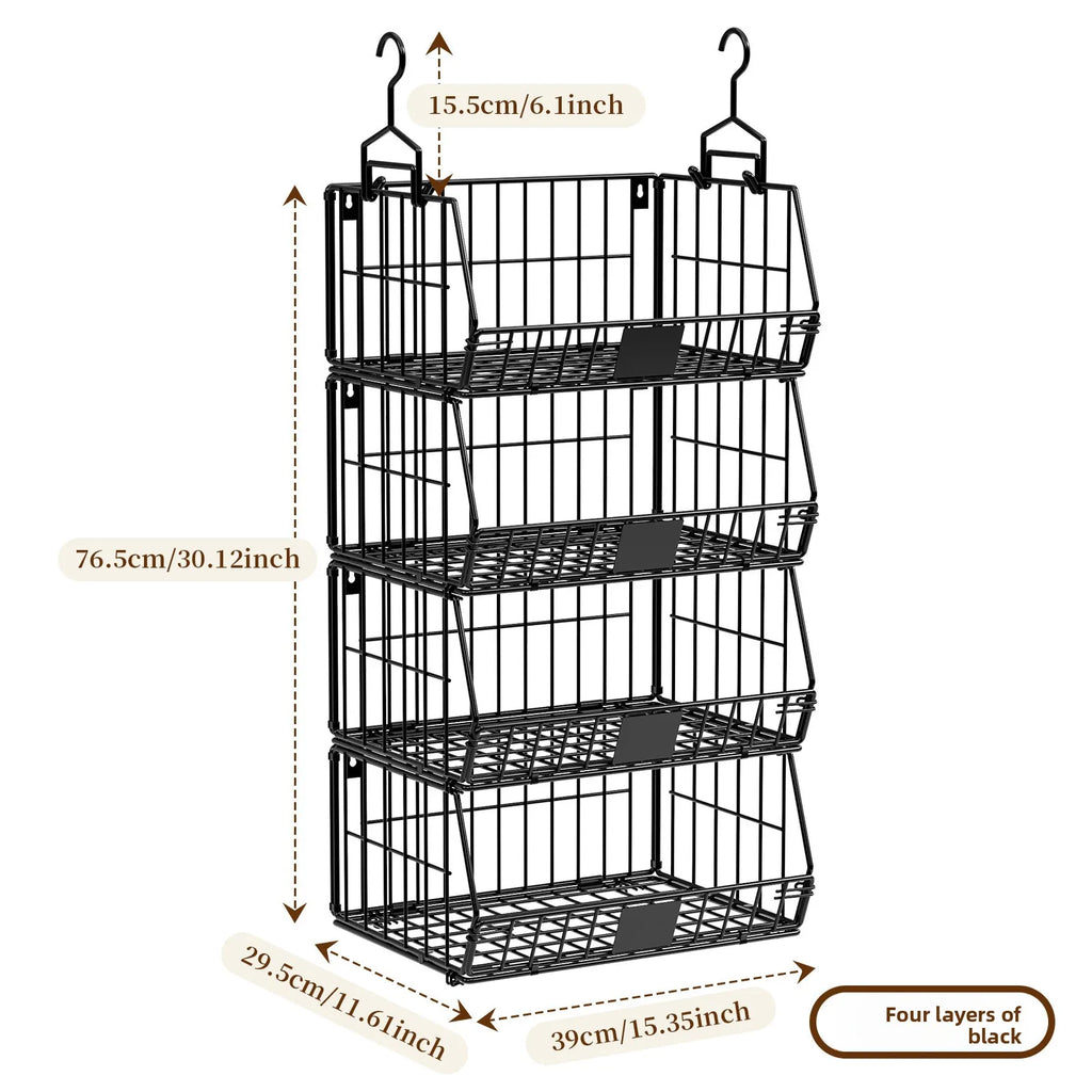 Wardrobe Storage Rack Suspended Layered Shelf Clothes Bags Organizing Basket Foldable Disassembly Storage Basket Oasis Select Black four layers