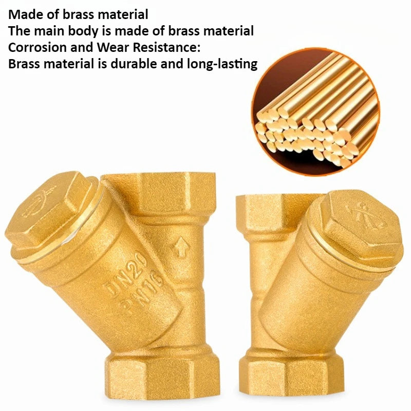 Brass Filter Y-shaped Filter Valve Mesh Ball Valve Tap Water Filter Valve BSPDN15/DN20/DN25/DN32 Internal Thread Oasis Select