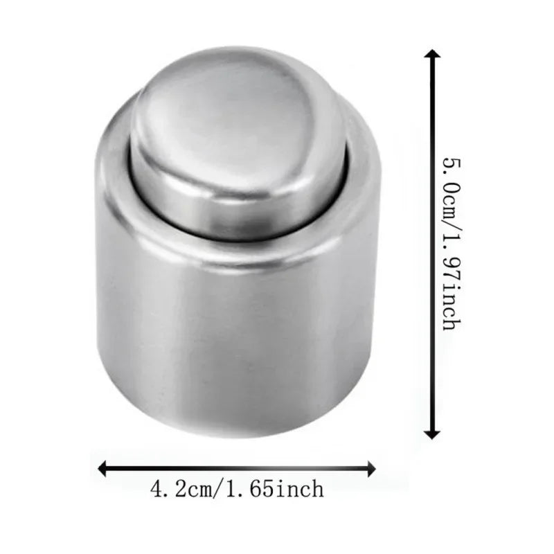 2PCS Stainless Steel Wine Bottle Stopper Vacuum Red Wine Cap Sealer Fresh Keeper Bar Tools Bottle Cover Kitchen Accessories Oasis Select