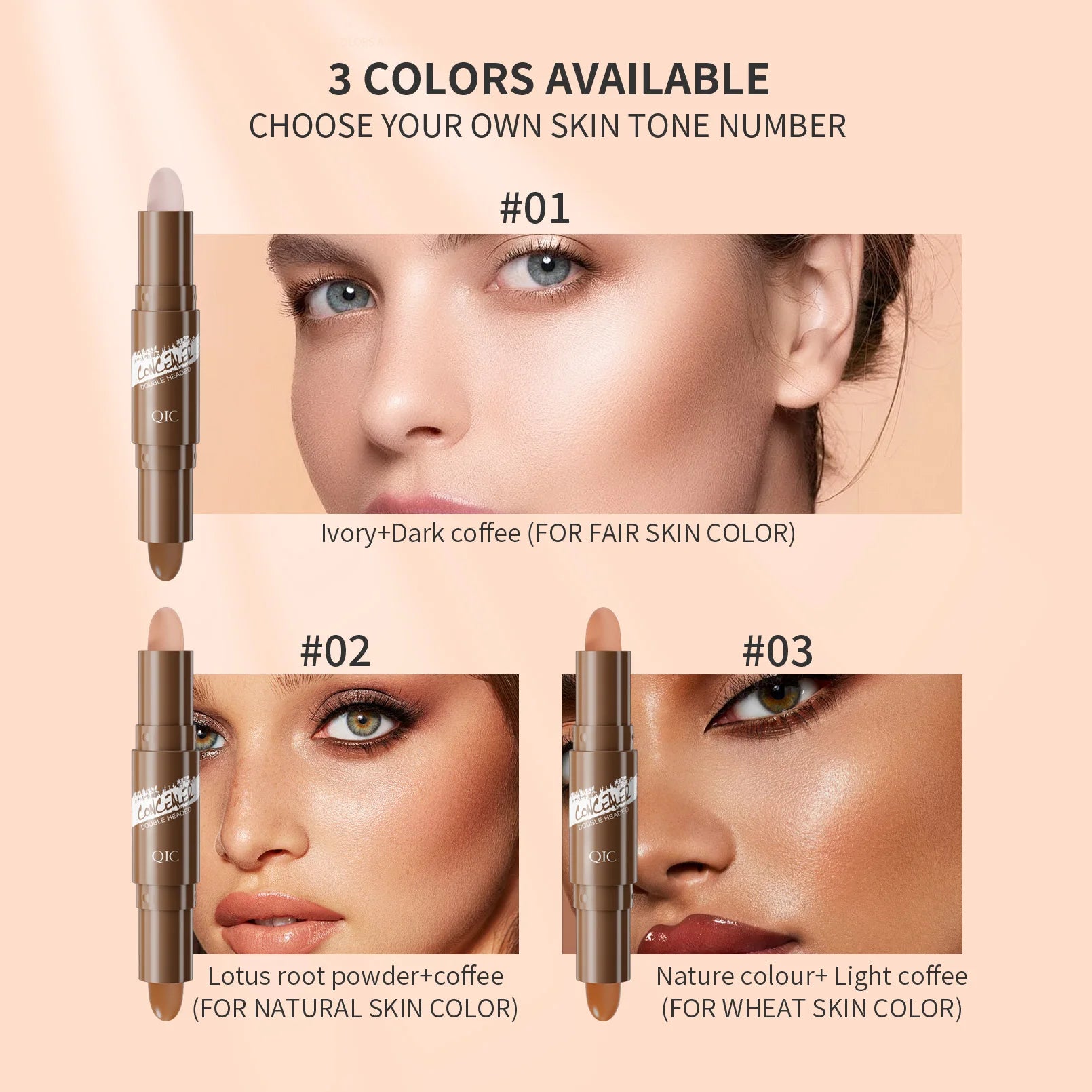 QIC Double-Ended Contour & Highlight Stick | Face Sculpting