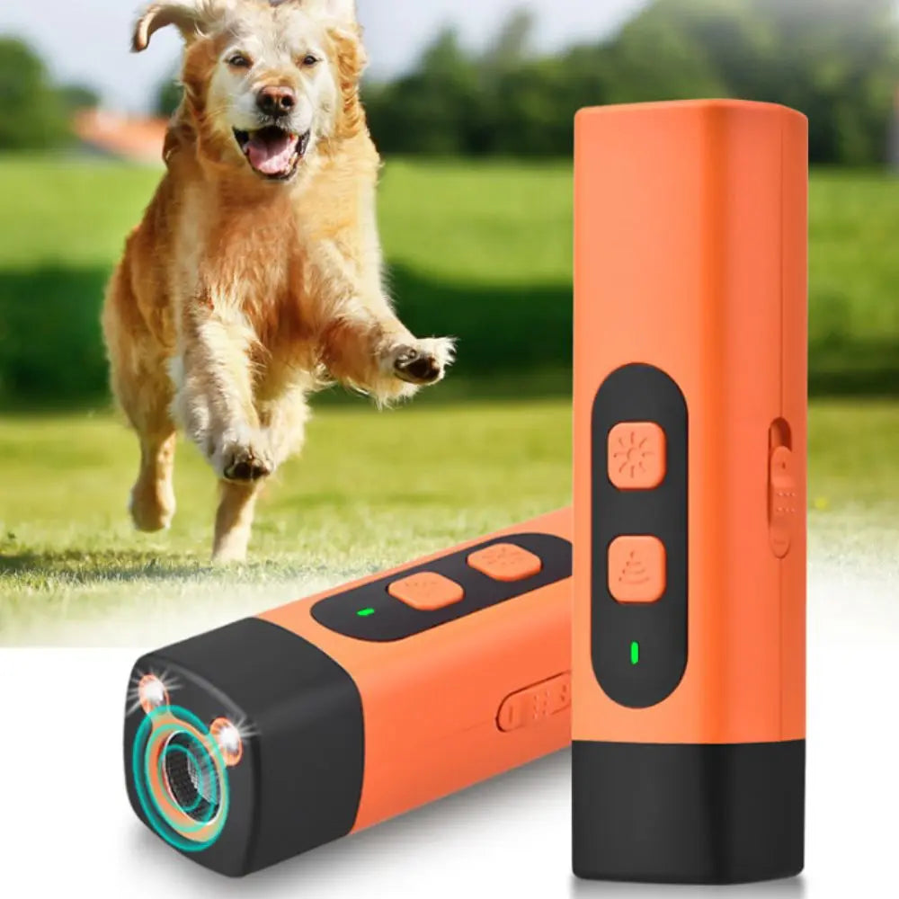 Rechargeable Ultrasonic Dog Repeller with LED Flashlight & Remote